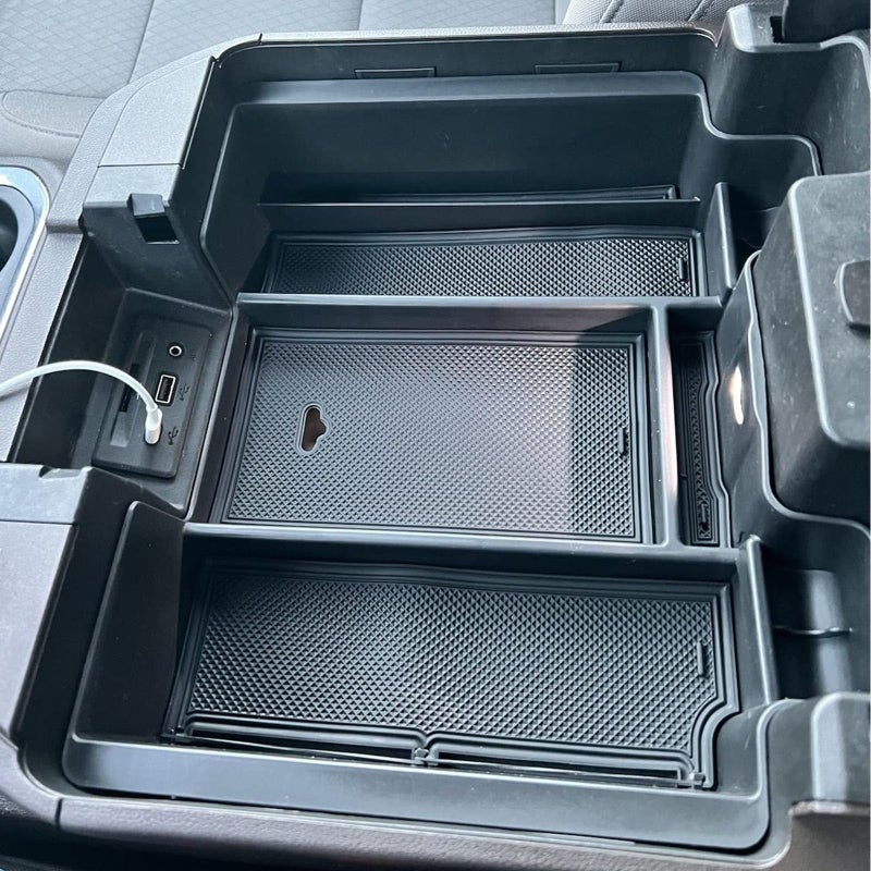Zxiaochun Center Console Armrest Box Organizer Tray for 2019-2022 Chevy Silverado/GMC Sierra 1500 and 2020-2023 Silverado/Sierra 2500/3500 HD Accessories (Full Console w/Bucket Seats ONLY) Black Trim - Image 1